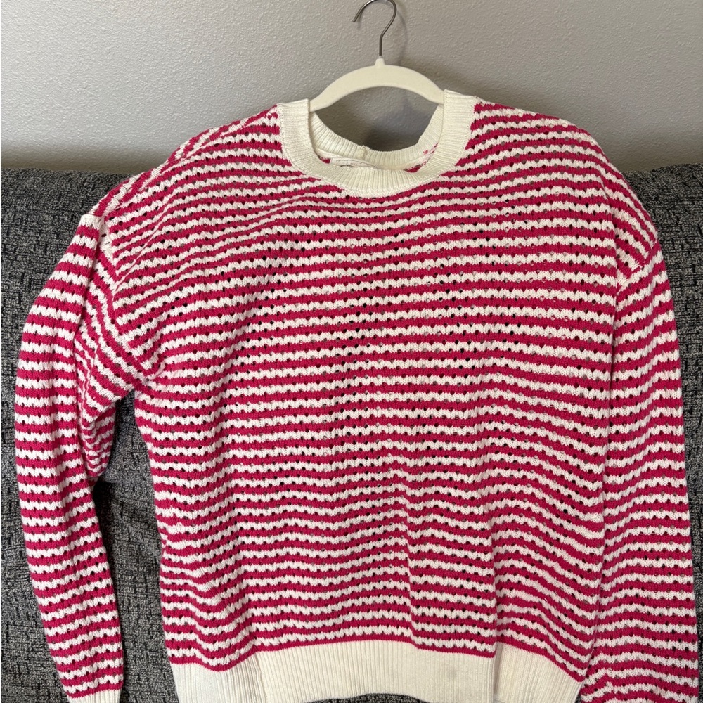 Spiritual Gangster Pink and White Crew Neck Sweater